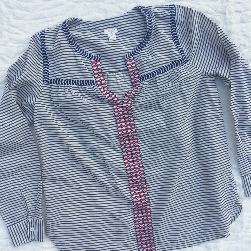 J. Crew Boho Split Neck Long Sleeved Blouse